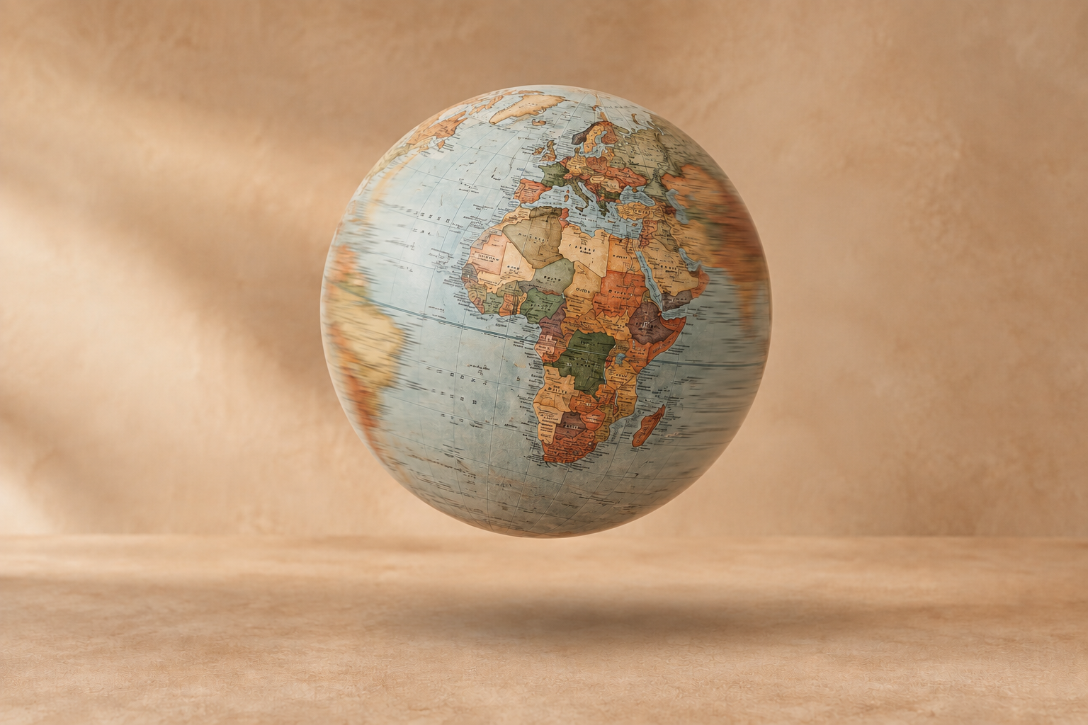 Globo terráqueo vintage en tonos tierra